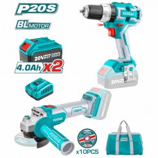 Σετ Γωνιακός Τροχός και Κρουστικό Δραπανοκατσάβιδο 20V με 2 Μπαταρίες 4Ah και Θήκη Total TCKLI6015